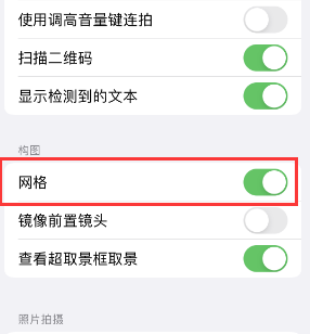 辰溪苹果手机维修网点分享iPhone如何开启九宫格构图功能