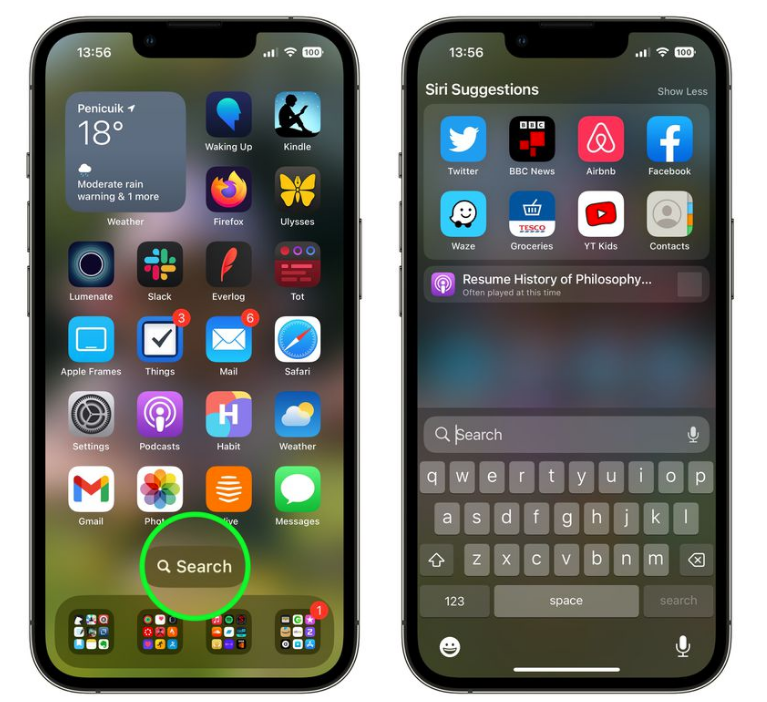 辰溪苹果手机维修分享升级到 iOS 16 后，如何删除主屏幕上的搜索按钮 