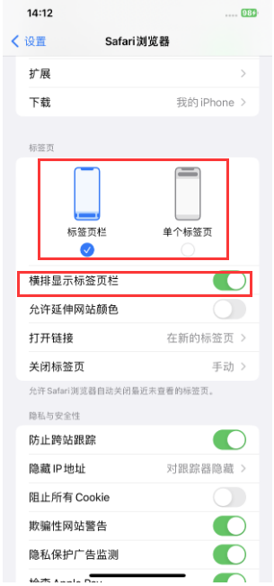 辰溪苹果手机维修分享Safari浏览器如何切换标签栏位置 