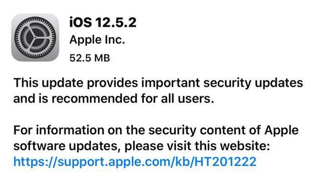 辰溪苹果手机维修分享iOS12.5.2发布，建议所有老苹果用户安装 
